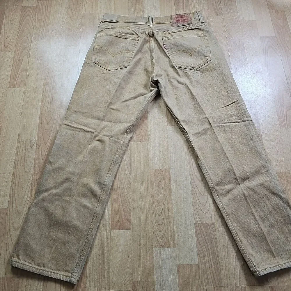Vintage Levis 501 Jeans Mens 34x30 Tan Denim Button Fly Straight Brown Pants‎